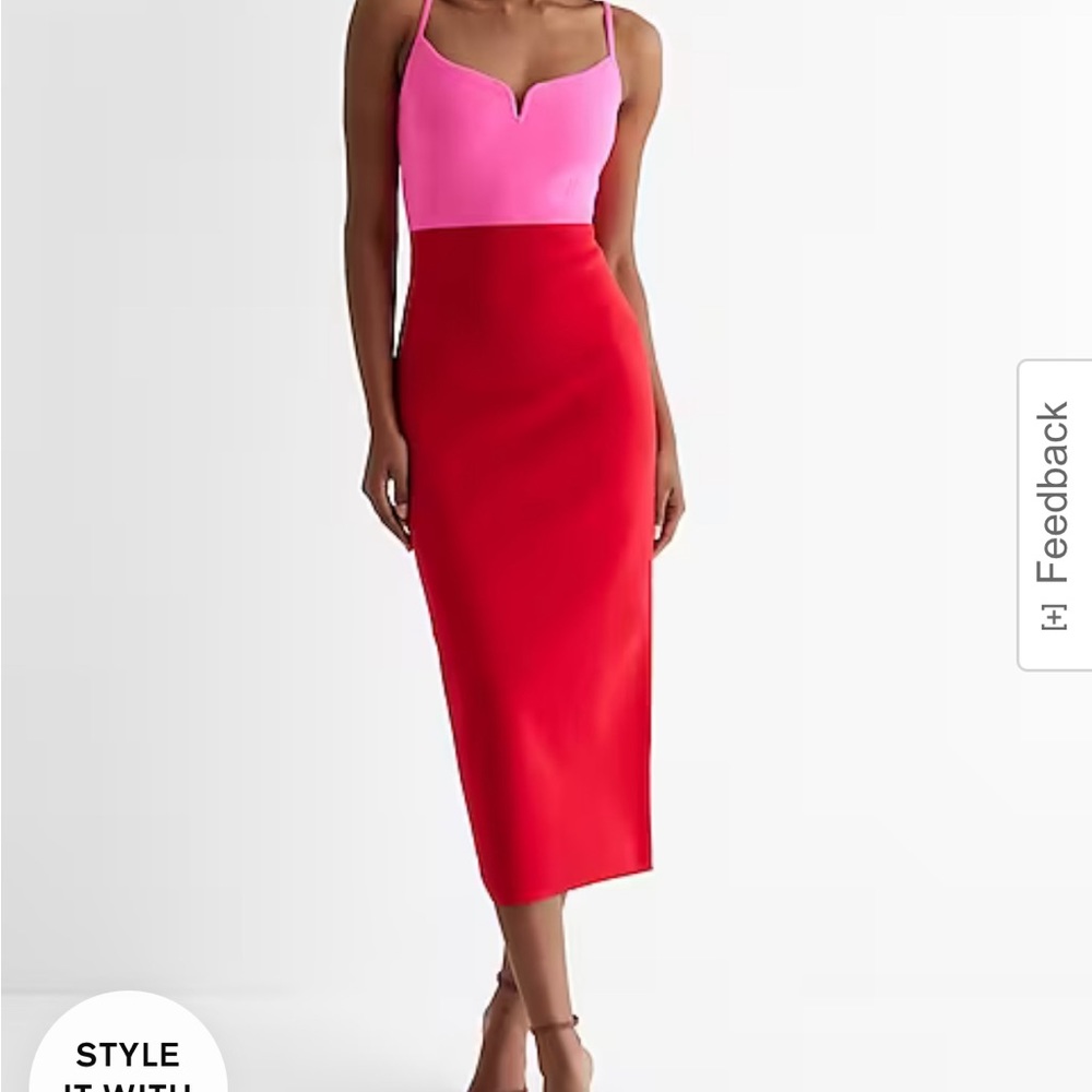 NWT Express Color Block V Wire Midi Dress